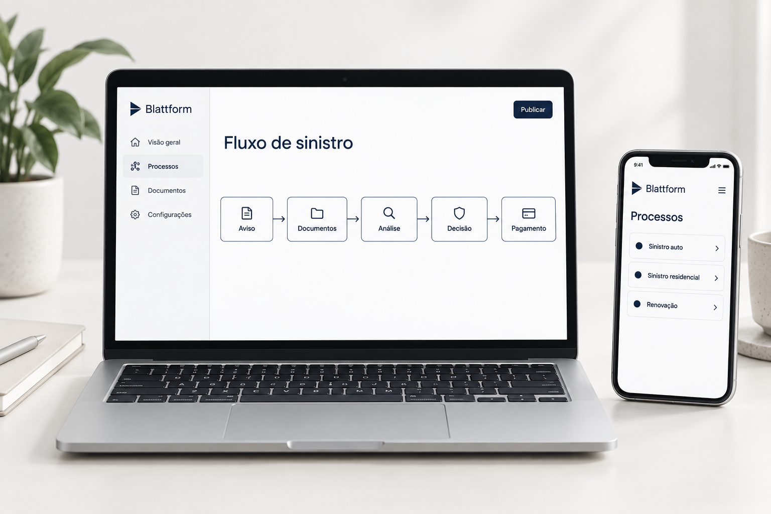 Aplicação Blattform em notebook e celular